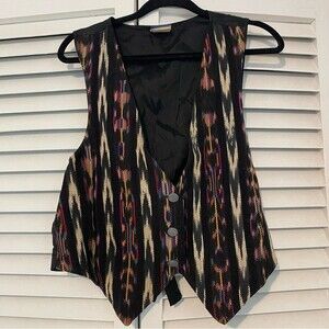 Vintage Aqua Blues size Medium Southwestern Pattern Black Vest